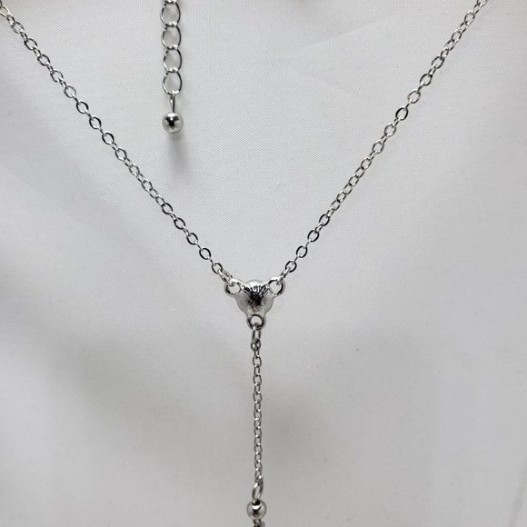 silver chain quartz crystal 3 row layered necklace - Picture 11 of 12